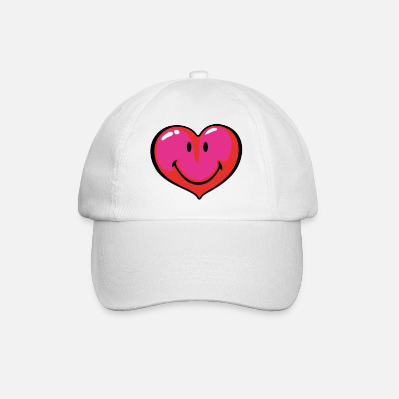 Smiley Heart - Baseballkappe - Weiß/Weiß
