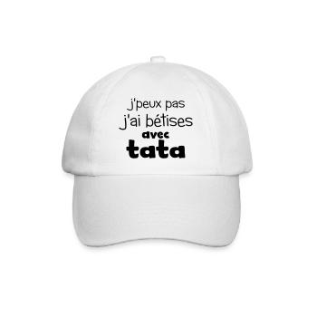 jai betises avec tata sans smile - Casquette classique - blanc/blanc - Devant