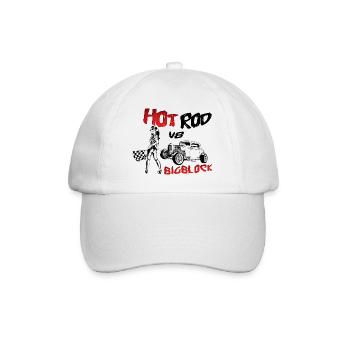 Hot Rod V8 Big Block - Baseballkappe - Weiß/Weiß - Vorne