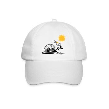 Schneekugel mit Sonnenblume und Sonne - Baseballkappe - Weiß/Weiß - Vorne