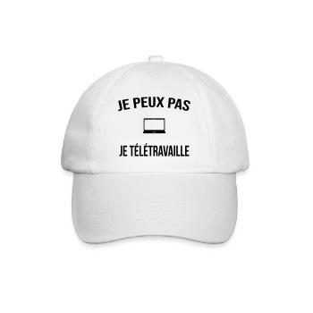 Je peux pas je télétravaille - Casquette classique - blanc/blanc - Devant