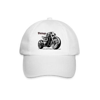 Motorbike Moto Vintage Black Red - Baseball Cap - white/white - Front