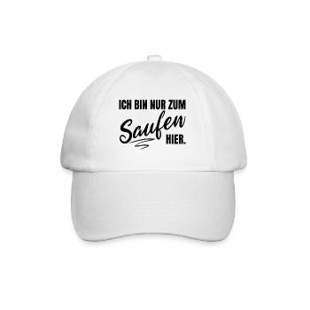 Ich Bin Nur Zum Saufen Hier Kostüm - Baseballkappe - Weiß/Weiß - Vorne