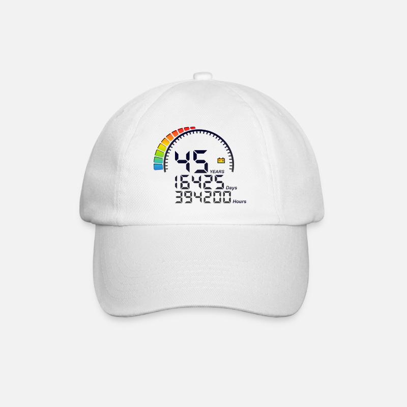 45 years anniversary counter days hours - Baseball Cap - white/white
