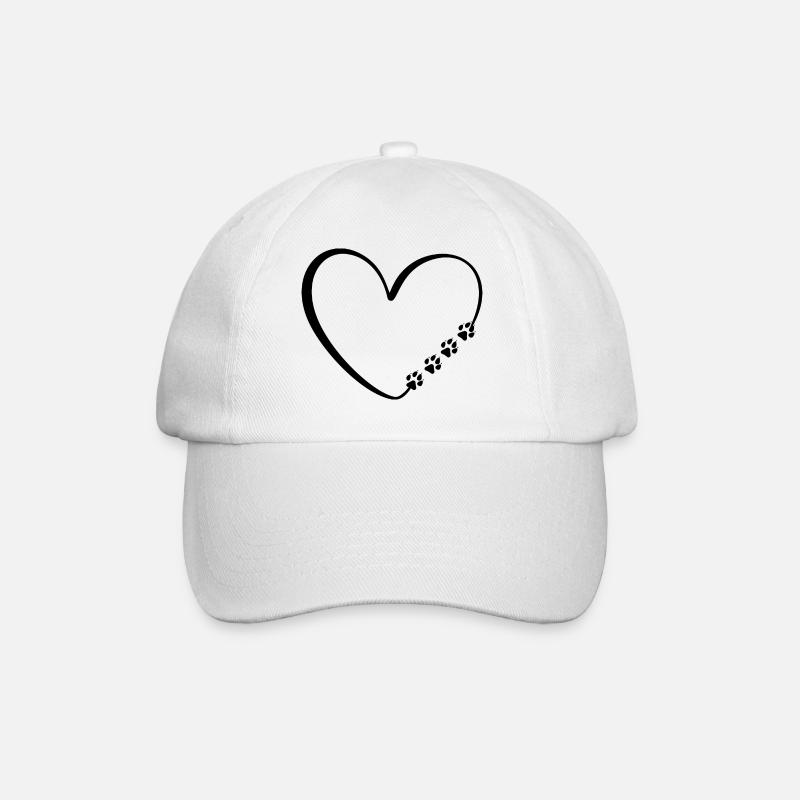 Dog Cat Paws Heart Valentine's Day - Baseball Cap - white/white