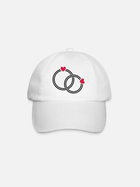 Eheringe - Baseballkappe - Weiß/Weiß