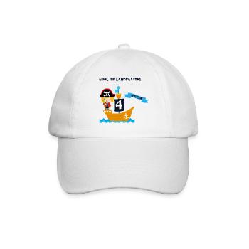 Geburtstagsshirt 4 Jahre Junge Pirat Piraten - Baseballkappe - Weiß/Weiß - Vorne
