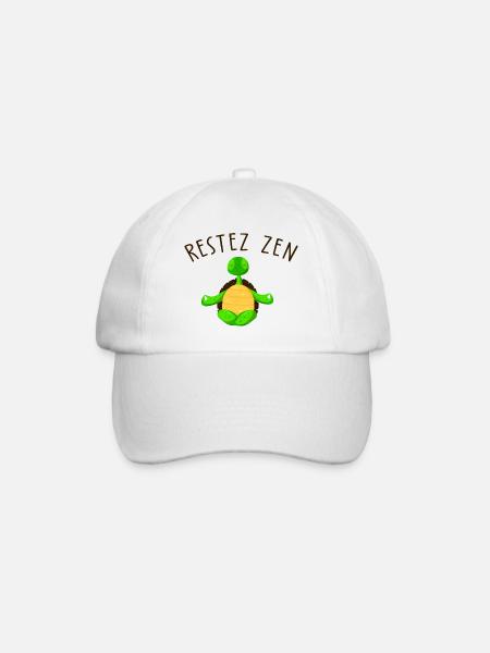 Restez Zen / cadeau humour yoga tortue - Casquette classique - blanc/blanc