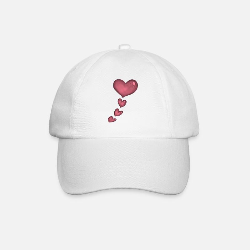 pinkes Herz - Baseballkappe - Weiß/Weiß