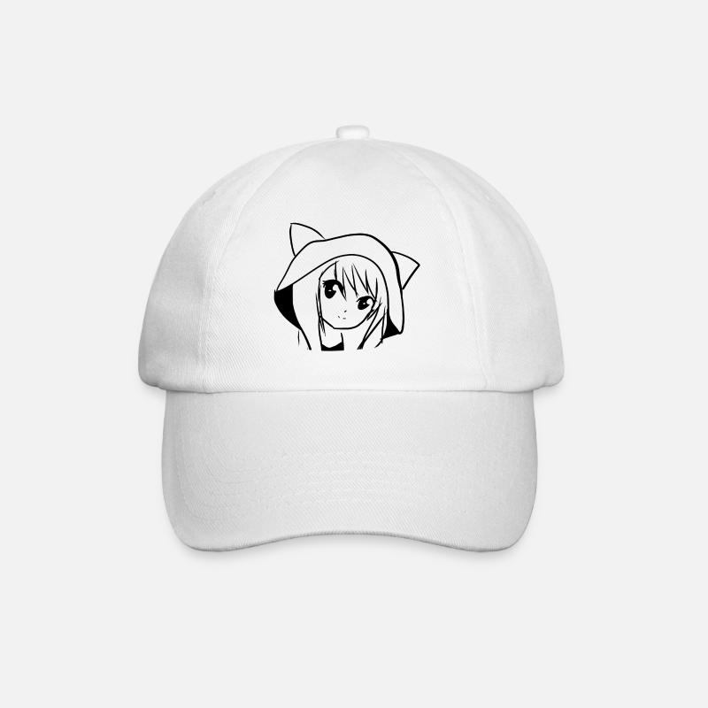 Anime Mädchen Manga - Baseballkappe - Weiß/Weiß
