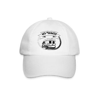 Kastenwagen von hinten "Und Tschuess" weiß - Baseballkappe - Weiß/Weiß - Vorne