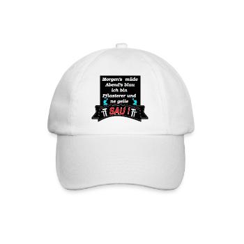 Morgens müde Abends Blau ich bin Plasterer - Baseballkappe - Weiß/Weiß - Vorne