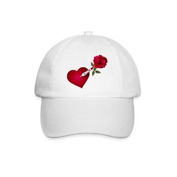 Dart Pfeil mit Rose und Herz als Zielscheibe - Baseballkappe - Weiß/Weiß - Vorne
