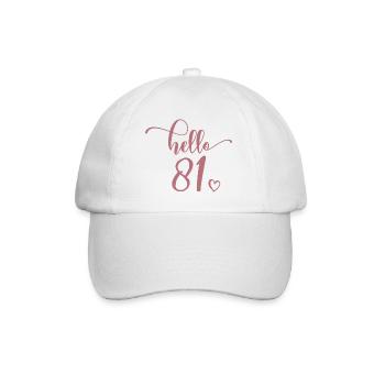 Hallo 81 - Süßes Geschenk zum 81. Geburtstag, 81 Jahre alt - Baseballkappe - Weiß/Weiß - Vorne