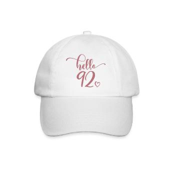 Hello 92 - Cute 92nd Birthday Gift, 92 Years Old - Baseball Cap - white/white - Front