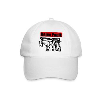 Keine Panik ! Die ist nicht echt. - Knarre - Gun - Baseballkappe - Weiß/Weiß - Vorne