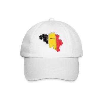 Belgische Flagge Karte von Brüssel - Baseballkappe - Weiß/Weiß - Vorne