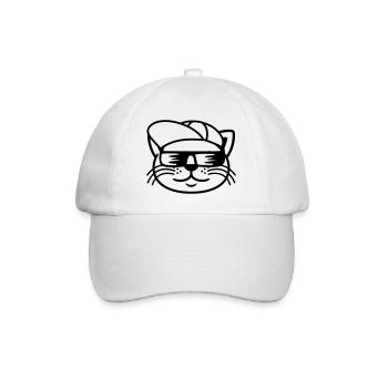 Cool Sunglasses Cat Face - Baseball Cap - white/white - Front