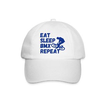 eat sleep bmx repeat - Radsport-Humor - Baseballkappe - Weiß/Weiß - Vorne