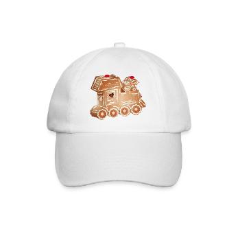 verzierte Lebkuchen Lokomotive für Weihnachten - Baseballkappe - Weiß/Weiß - Vorne