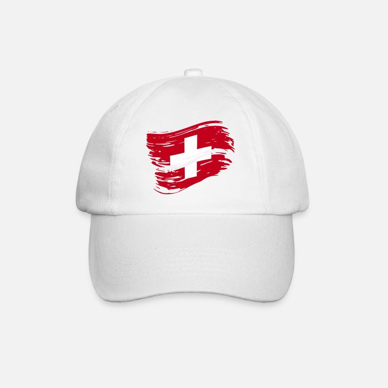 Schweiz Switerland Schweizer Flagge - Baseballkappe - Weiß/Weiß