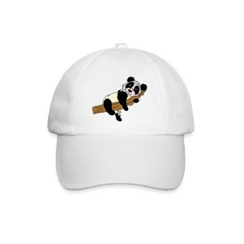 Panda auf Ast Illustration - Baseballkappe - Weiß/Weiß - Vorne