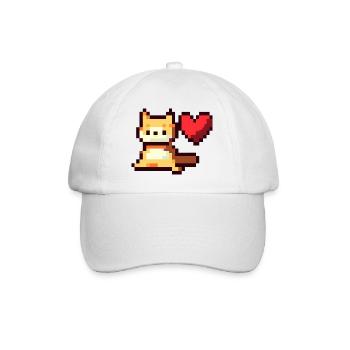Pixelart, Cat with Heart - Baseballkappe - Weiß/Weiß - Vorne