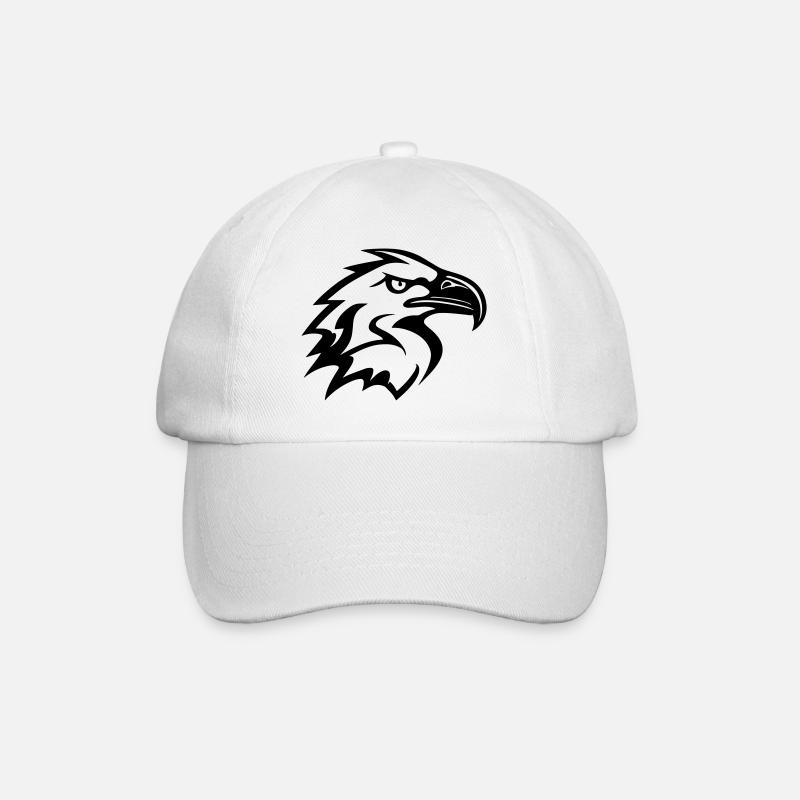 stylized eagle head in profile - Baseball Cap - white/white