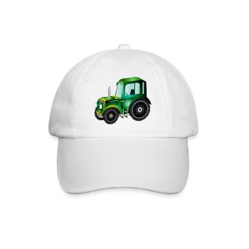 green 3D tractor for tractor and farm fans - Baseball Cap - white/white - Front