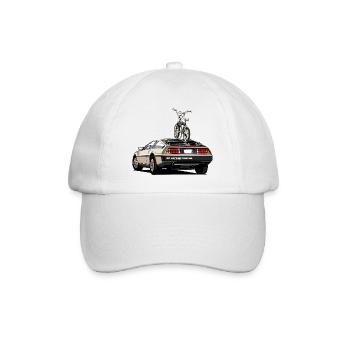 Delorean with old school 80s BMX on the rear - Baseball Cap - white/white - Front