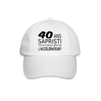 Sapristi j ai 40 ans / anniversaire / humour - Casquette classique - blanc/blanc - Devant