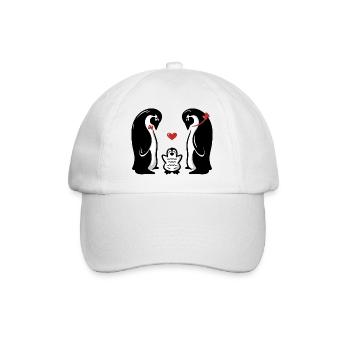 Baby Pinguin Familie - Geburt Tier Geschenkidee - Baseballkappe - Weiß/Weiß - Vorne