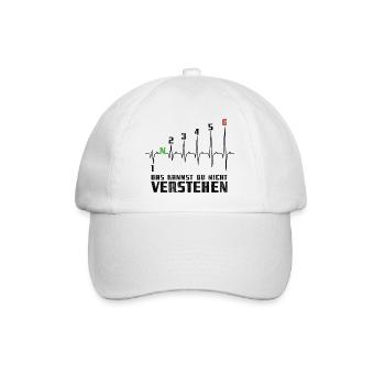 1N23456 Motorrad Gangschaltung - Adrenalin - Puls - Baseballkappe - Weiß/Weiß - Vorne