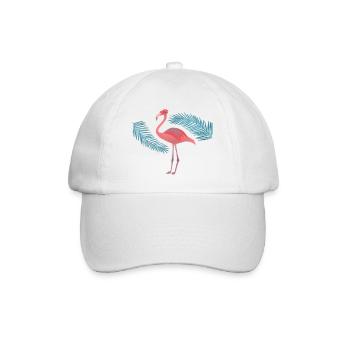 Flamingo and Palms - Baseball Cap - white/white - Front