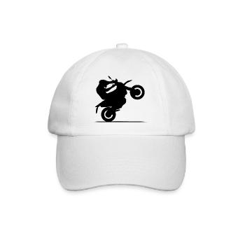 Motorcycle Biker Symbol Wheelie Racing Motocross - Baseball Cap - white/white - Front