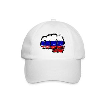 Russland Flagge Hand Faust used - Baseballkappe - Weiß/Weiß - Vorne