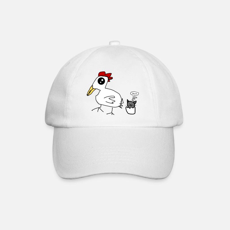 Katze Huhn - Baseballkappe - Weiß/Weiß