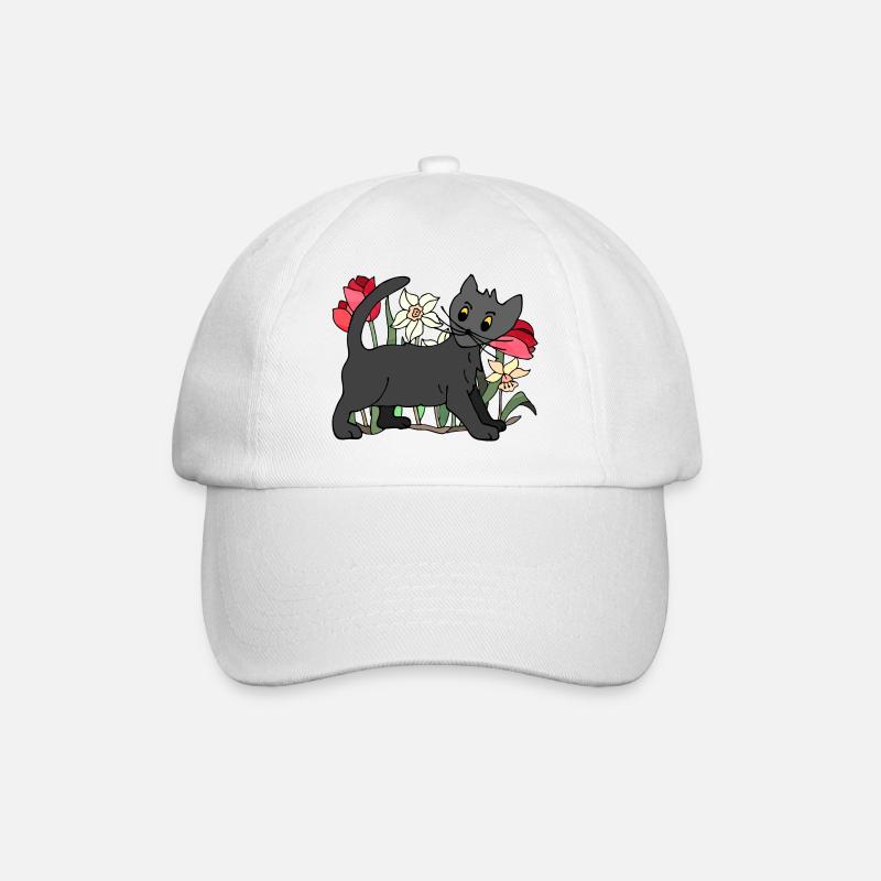 Katze - Baseballkappe - Weiß/Weiß
