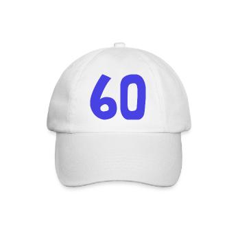 60. 60 YEARS. 60th ANNIVERSARY. 60TH BIRTHDAY. - Baseball Cap - white/white - Front