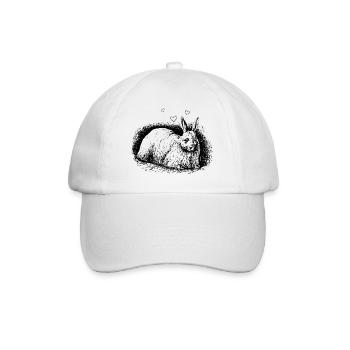 Lapin rétro avec coeurs noir - Casquette classique - blanc/blanc - Devant