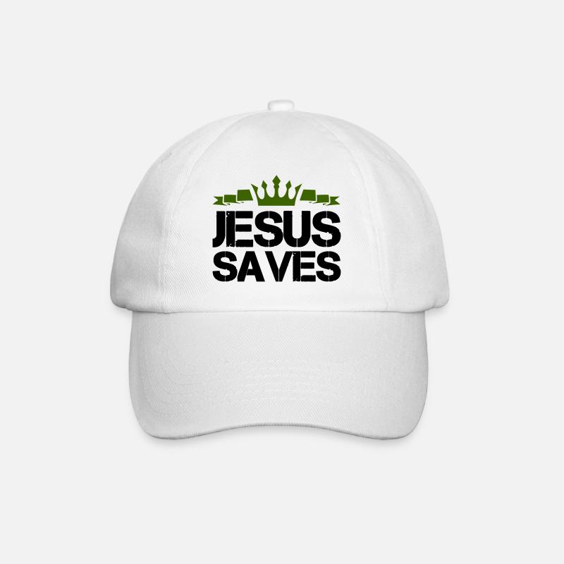 jesus saves - Baseballkappe - Weiß/Weiß