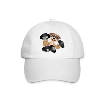 Bodybuilder meerkat with dumbbells while exercising - Baseball Cap - white/white - Front