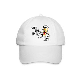 XEin Bier Geht Immer! (Bierchen Cartoon Smile 4C) - Baseballkappe - Weiß/Weiß - Vorne
