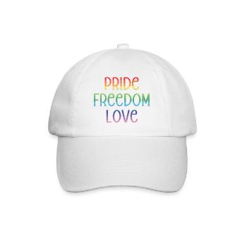 LGBT Pride Month - Peace. Freedom. Love. - Baseball Cap - white/white - Front
