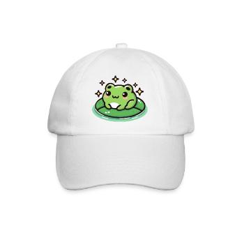 Frog on Lilypad: Cute and Magical - Baseball Cap - white/white - Front