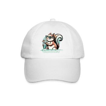 Cute cartoon squirrel enjoying summer - Baseball Cap - white/white - Front