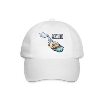 Aquarell Landkarte Malta - Baseballkappe - Weiß/Weiß - Vorne
