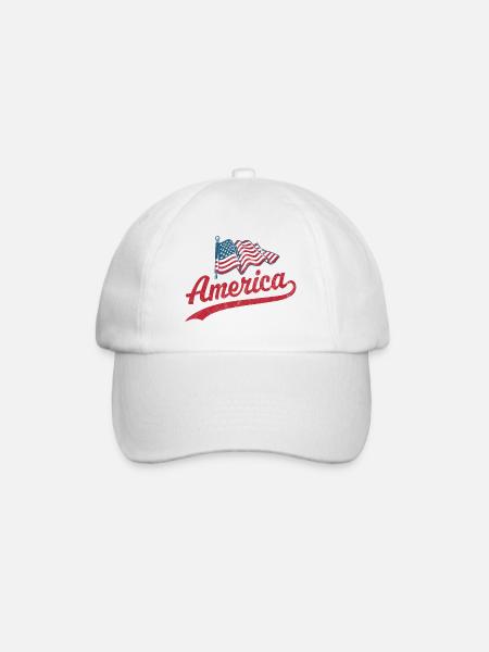 Amerika Flagge - Baseballkappe - Weiß/Weiß