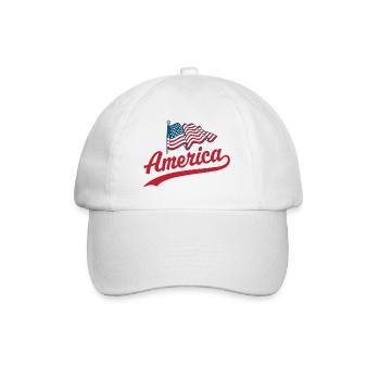 Amerika Flagge - Baseballkappe - Weiß/Weiß - Vorne