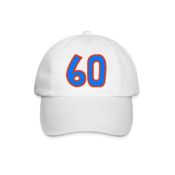 60. 60 YEARS. 60th ANNIVERSARY. 60TH BIRTHDAY. - Baseball Cap - white/white - Front